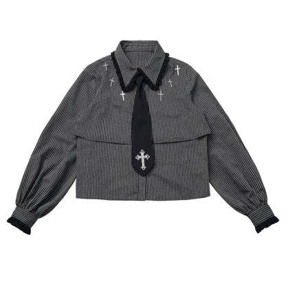 Gothic Cross Motif Shirt Skirt Set PIN0064