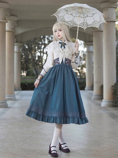 Vintage Elegant Classic Lolita Blouse Skirt Set YOU0243