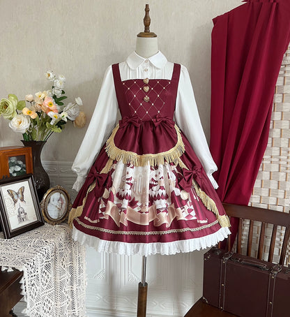 Wine Led Big Ribbon & Lolita Dress YOU0099