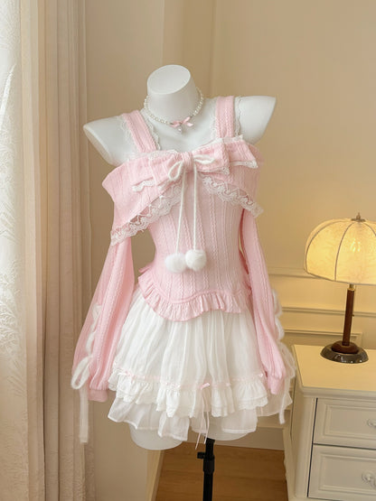 Off Shoulder Bow Ruffle Camisole Top LAL0157