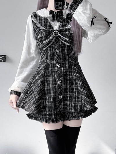 Black and White Tweed Mini Dress VIR0003