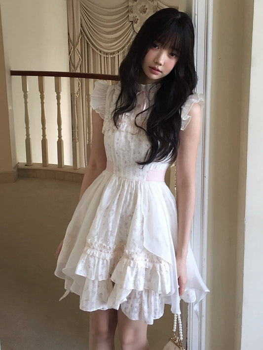 Floral Lace Ruffle Collar Tiered Dress LAL0170