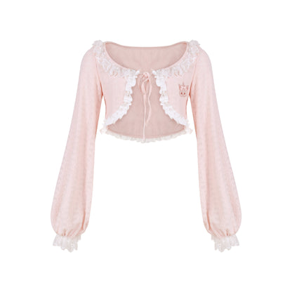 Kitten Embroidered Ruffle Suspender Top SER0166