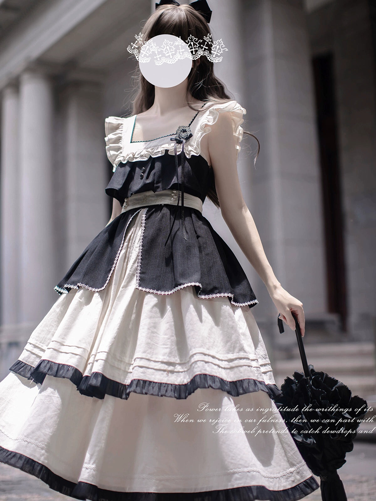 Black & White Frilled Girly Dress HUT0097