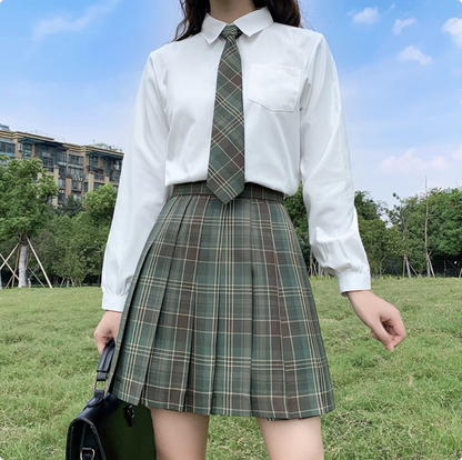 Navy Blue Plaid Pleated Mini Skirt TEA0050