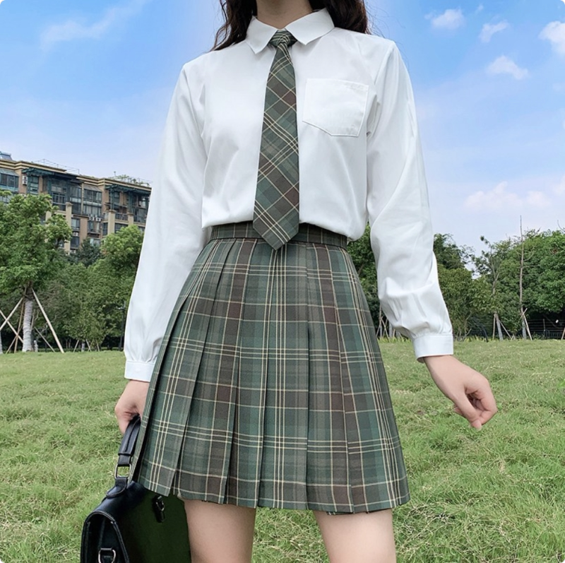 Pastel Plaid Pleated Mini Skirt Set TEA0047