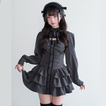 Gothic Lace-Up Ruffle Dress NOG0025
