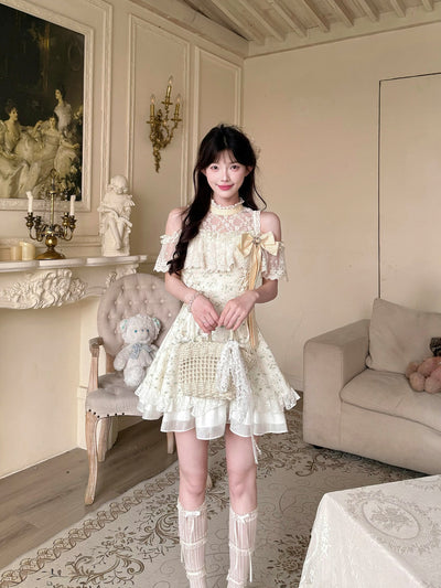 Floral Halter Off-Shoulder Fairy Dress BEL0025