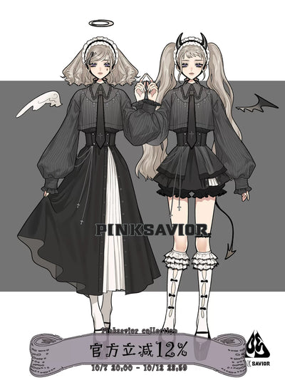 Gothic Cross Motif Shirt Skirt Set PIN0064