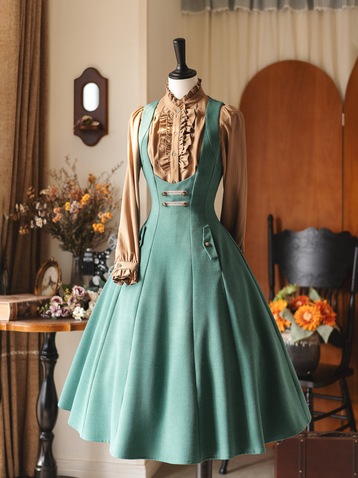 Vintage Waist-Cinch Pinafore Dress FOR0066