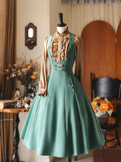 Vintage Waist-Cinch Pinafore Dress FOR0066
