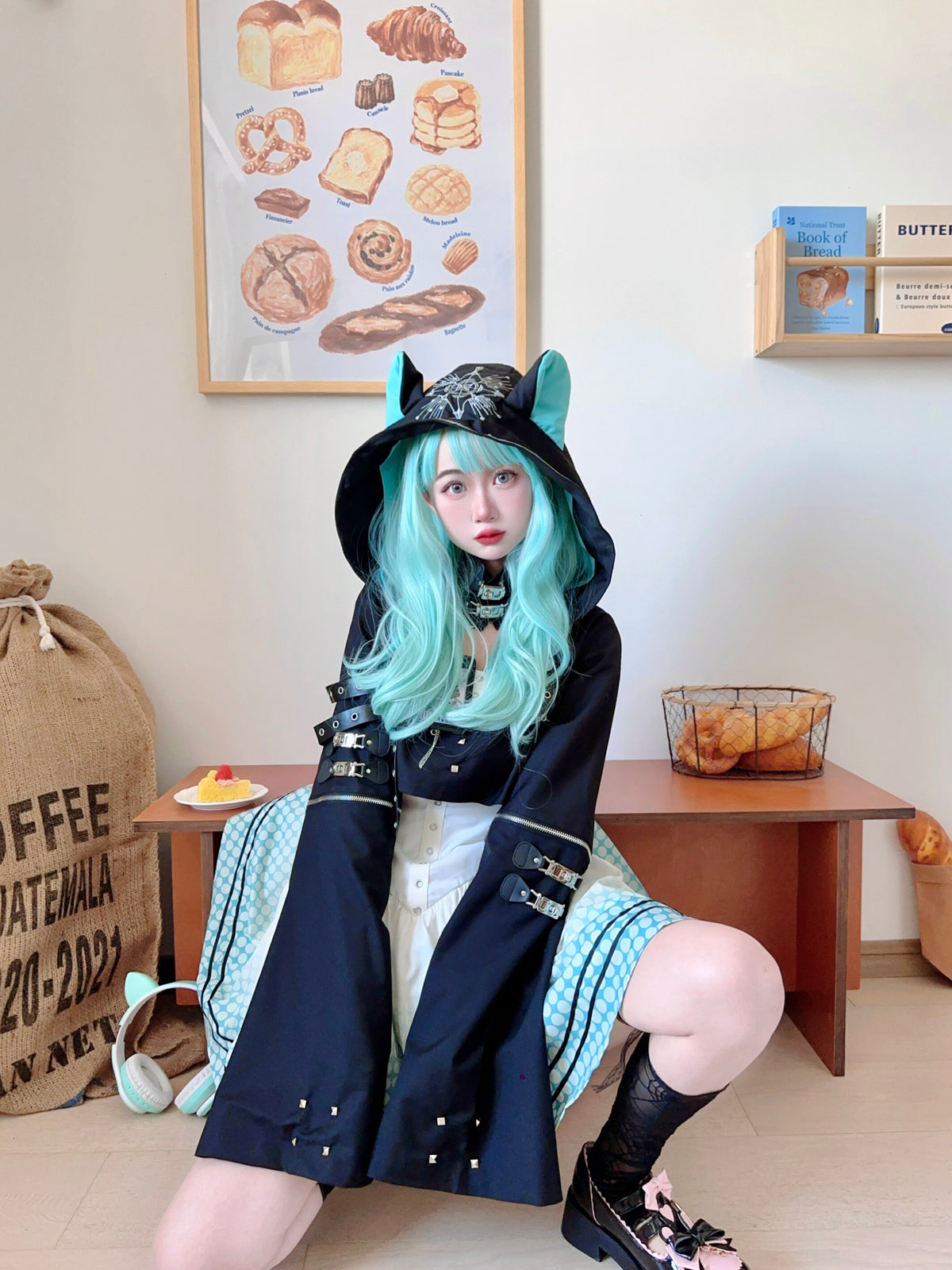 Dark Future Cat Ear Hooded Cape Dress Set YOU0250