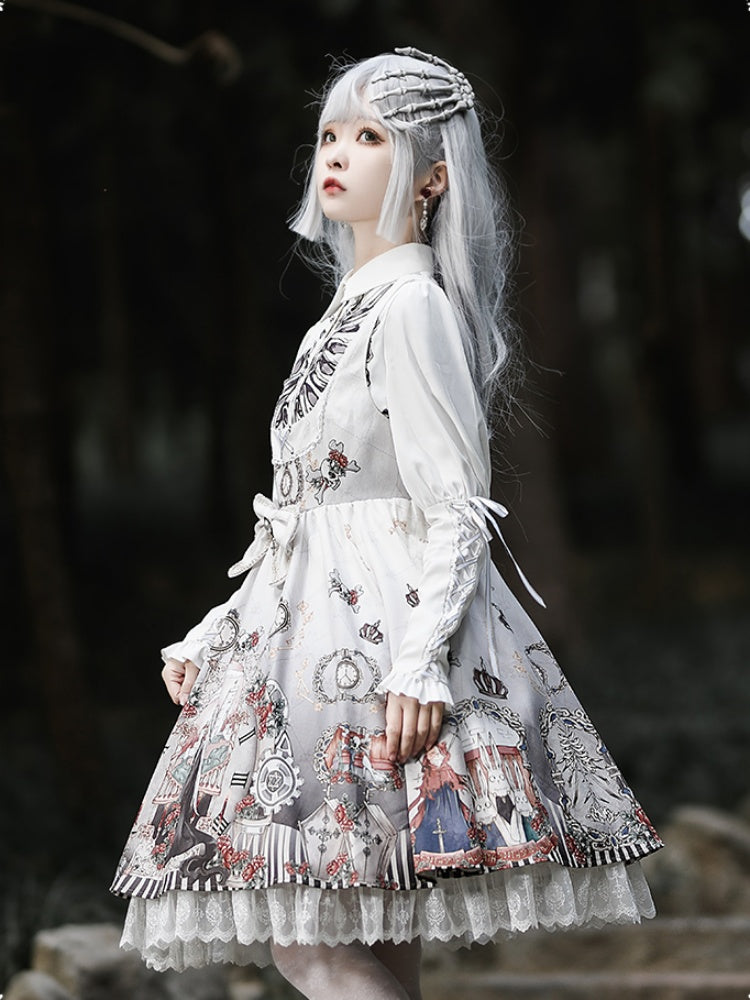 White & Black Twin Pair Gothic Lolita Dress CHE0025