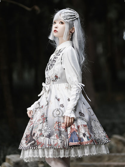 White & Black Twin Pair Gothic Lolita Dress CHE0025