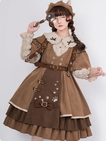 Detective Style Brown Lolita Dress CHE0015