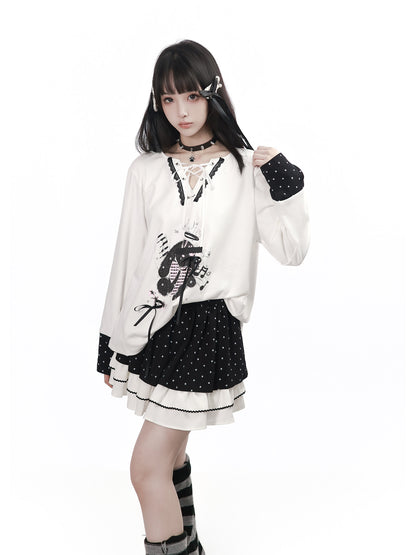 Vintage Bow Tie Polka Dot Print Blouse PIN0054