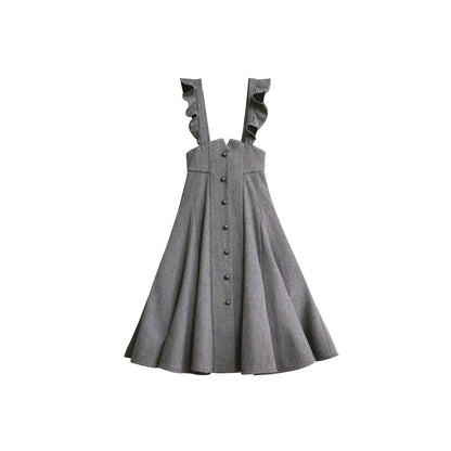 Elegant Gray High Waist  Suspender Skirt HUT0034