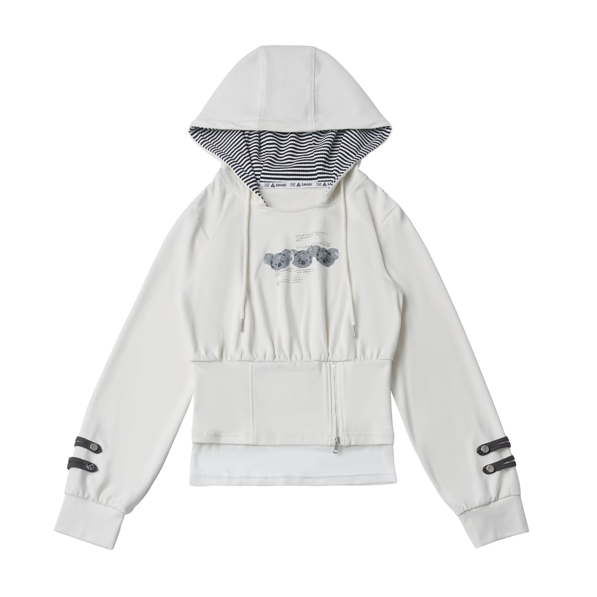 Hooded Waist Cinched Zip Top PIN0059