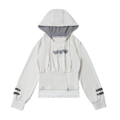 Hooded Waist Cinched Zip Top PIN0059