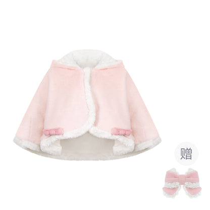 Pink Bunny Ear Hooded Cape And Pinafore Dress Set SER0138