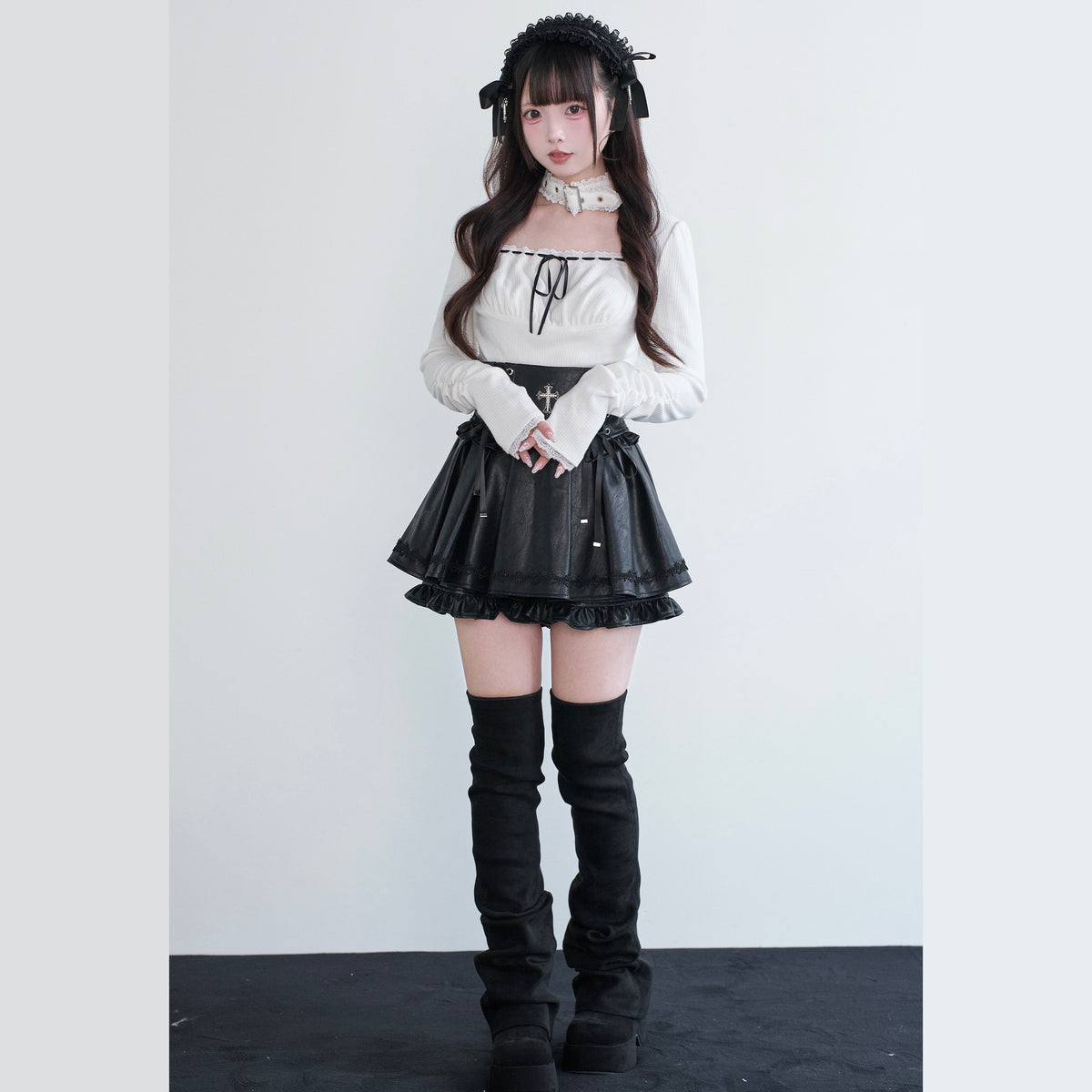 Gothic Cross Corset Leather Skirt NOG0040