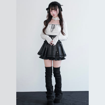 Gothic Cross Corset Leather Skirt NOG0040