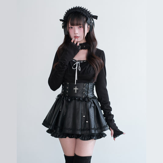 Gothic Cross Corset Leather Skirt NOG0040