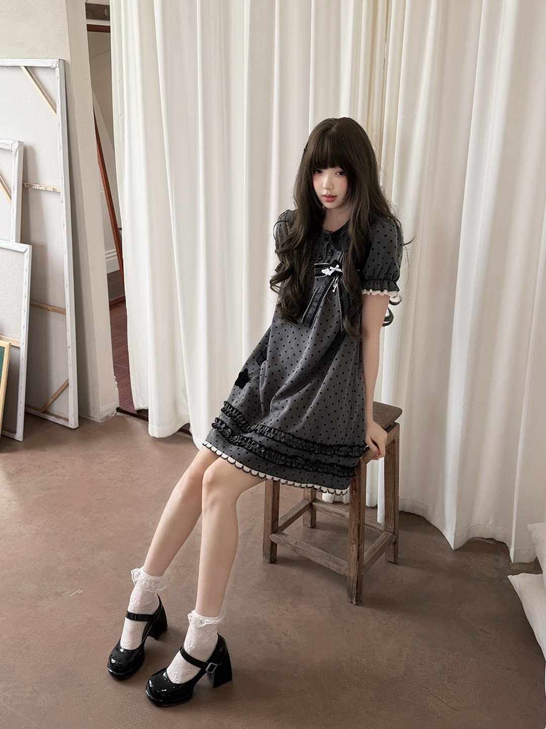 Vintage Plaid Wing Bow Dress LAL0221