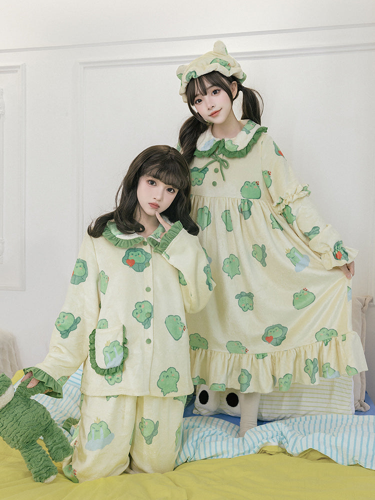 Flannel Frog Print Pajamas WIT0194