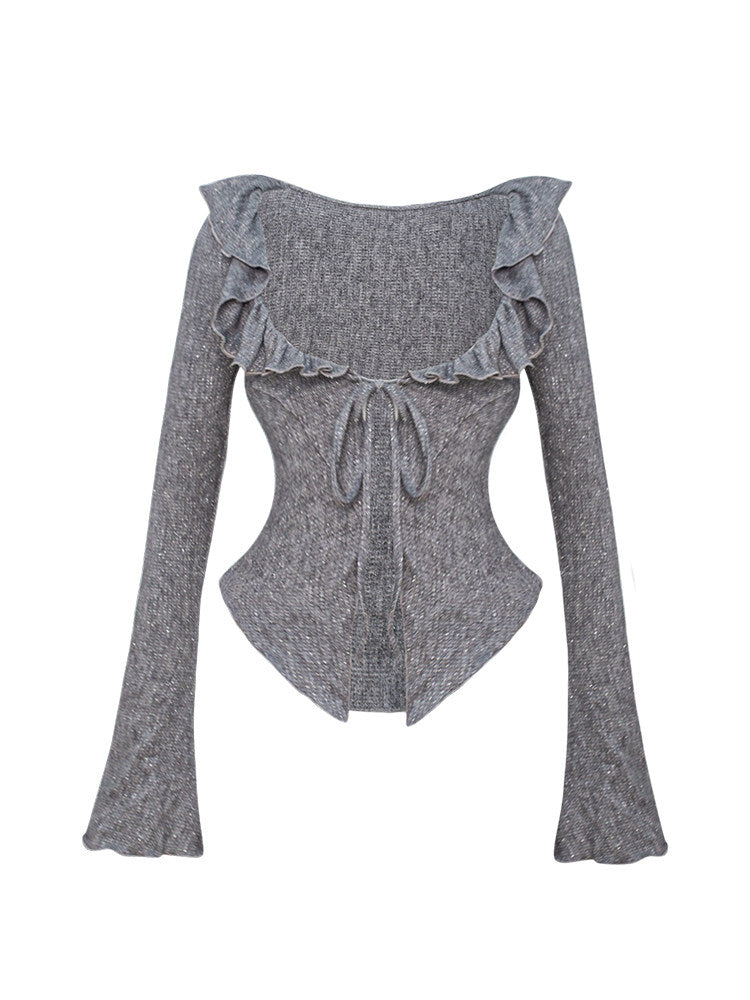 Black Lace Camisole Cardigan And Pleated Skirt Set SER0137