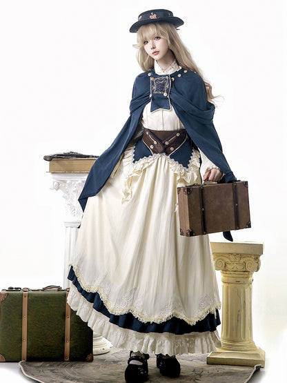 Vintage Lolita Lace Cape Dress Set YOU0318