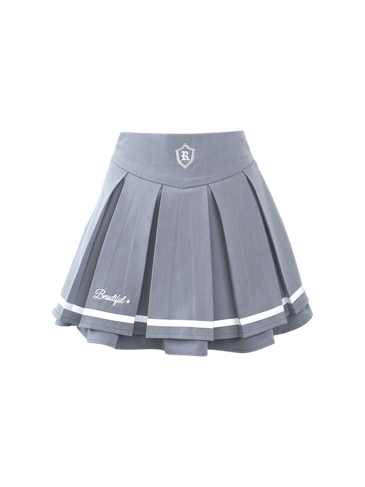 School Style short shirt & inner camisole & pleated skirt SER0011