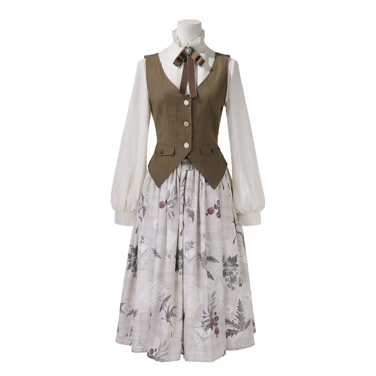 Vintage Floral Skirt Coat And Vest Set YOU0324