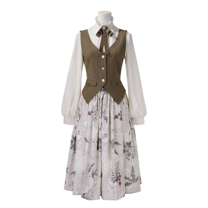 Vintage Floral Skirt Coat And Vest Set YOU0324