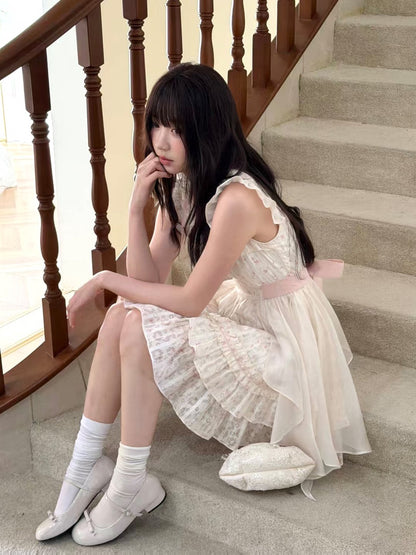 Floral Lace Ruffle Collar Tiered Dress LAL0170