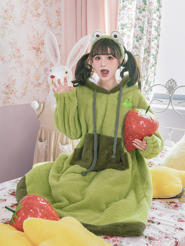 Big Pocket Fleece Frog Loungewear WIT0160