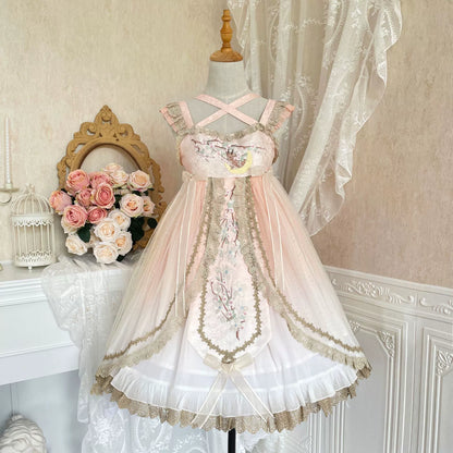 Peach Blossom Chinese-Style Embroidery Super Fairy Sweet Dress YOU0134