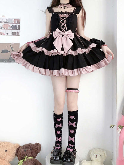 Black and Pink Lolita Mini Dress YOU0121