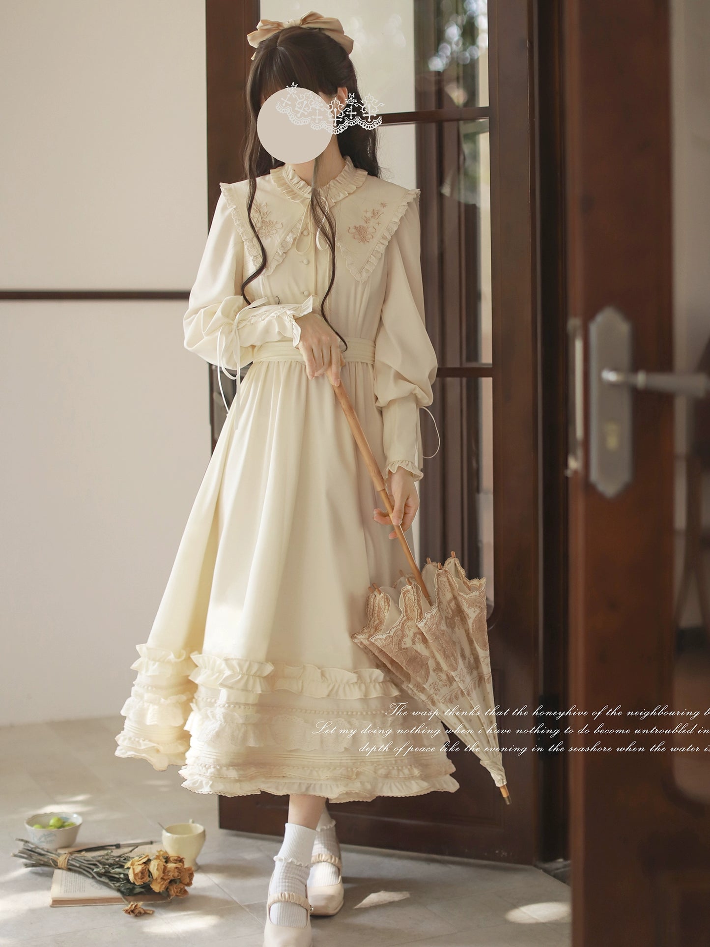 French Retro Lolita White Dress HUT0030