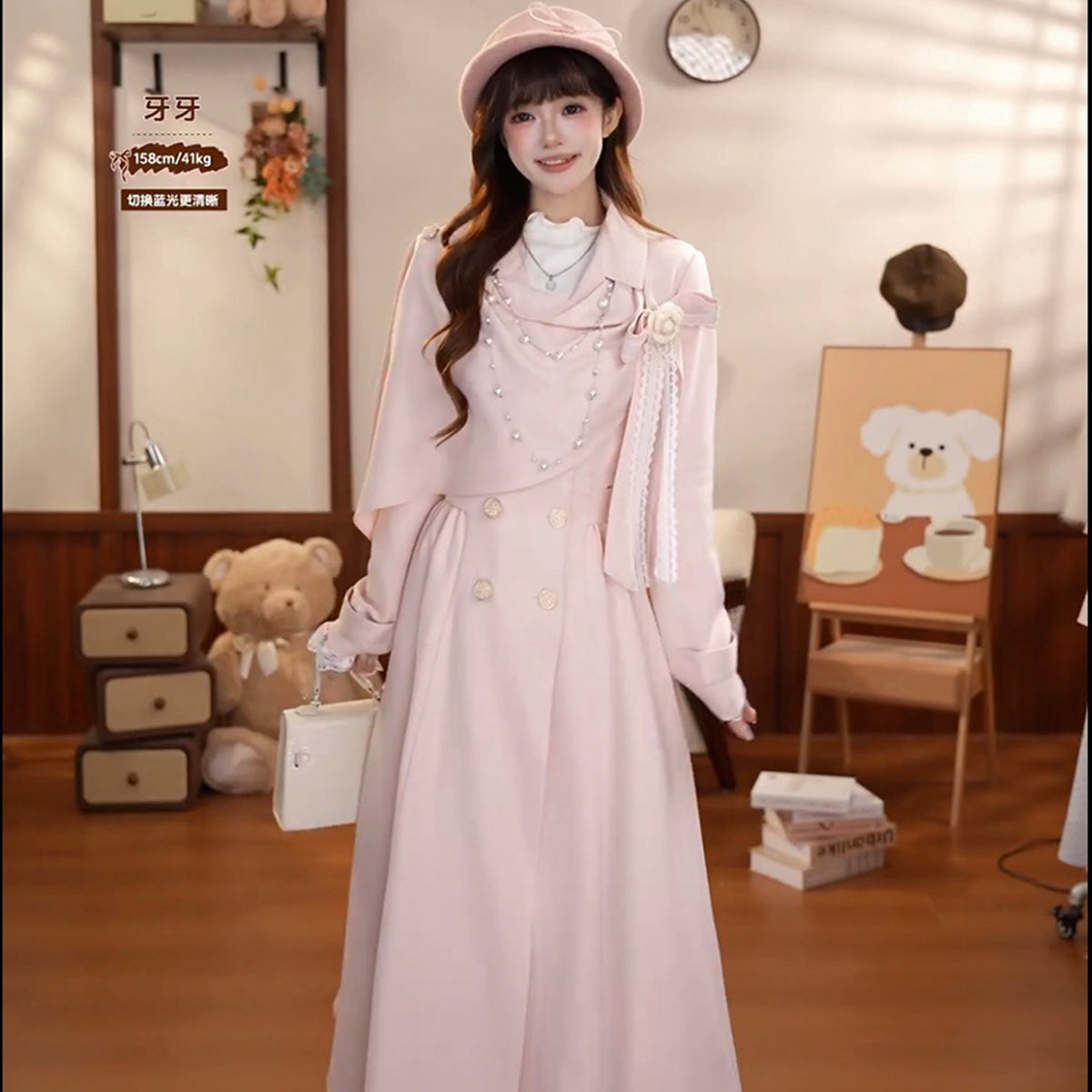 Sweet Shawl Collar Trench Coat Dress BEL0021