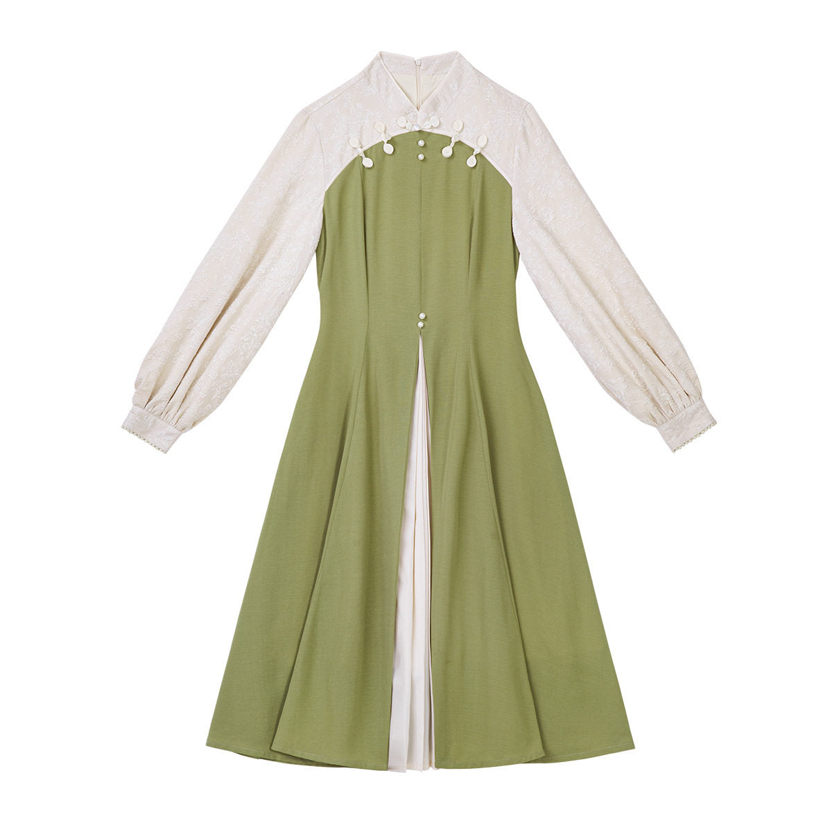 Chinese Style Lace Cape Pleated Midi Dress Set YOU0326