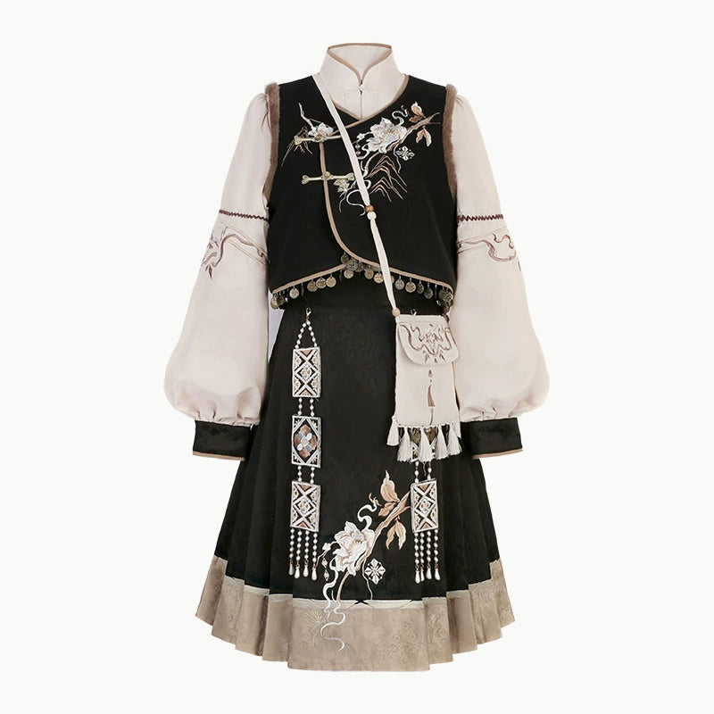 Black Short Vest Chinese Dress YOU0018