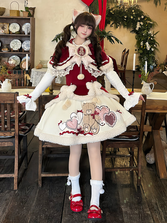 Bunny Ear Hooded Cape Dress Set YOU0263