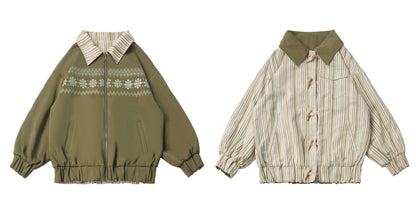 Reversible Fair Isle Collar Jacket PIN0033