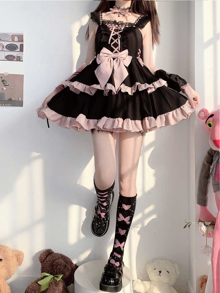 Black and Pink Lolita Mini Dress YOU0121