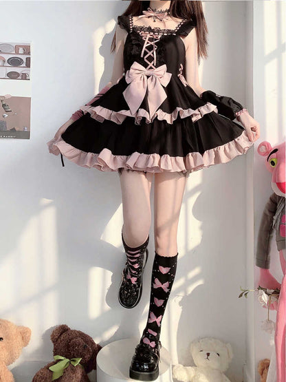 Black and Pink Lolita Mini Dress YOU0121