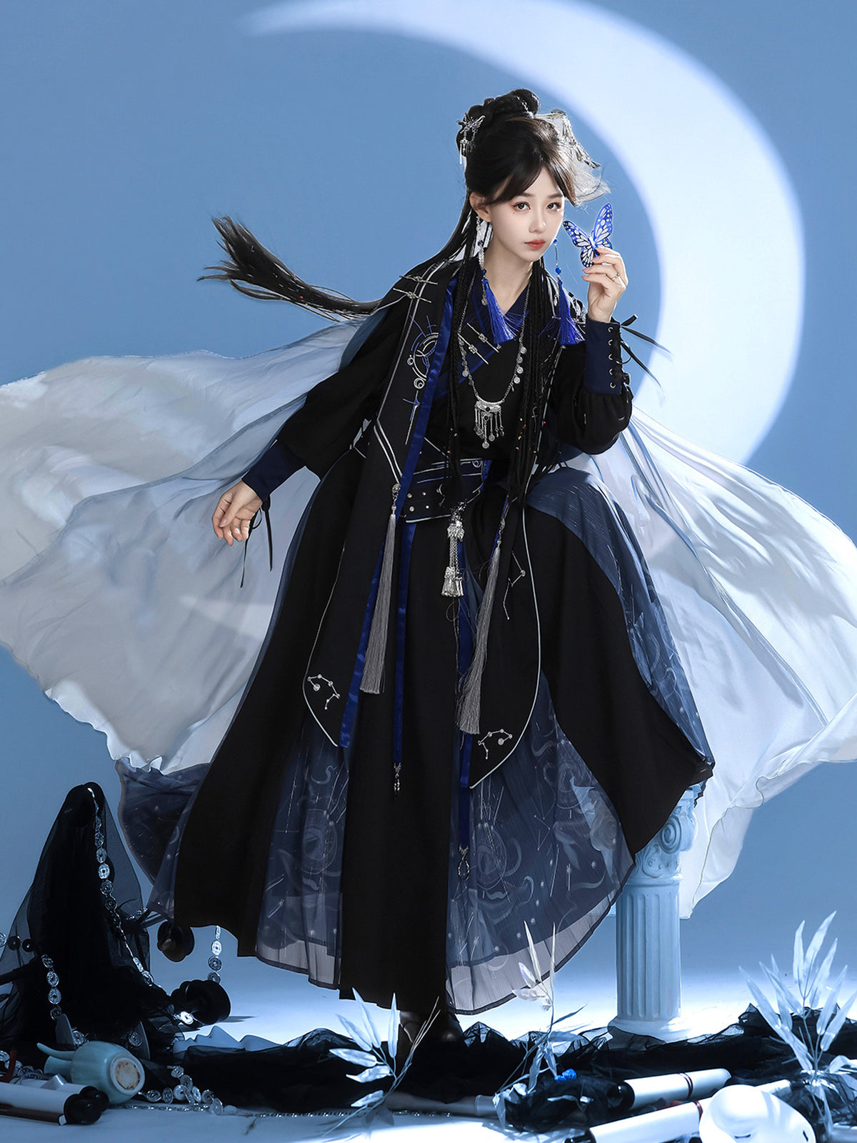 Dark Fantasy Hooded Cape Han Style Costume Set YOU0327