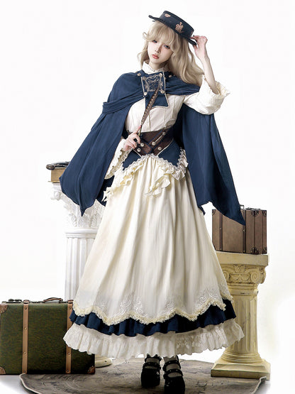 Vintage Lolita Lace Cape Dress Set YOU0318