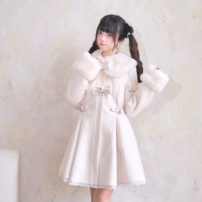 Sweet Fur Flare Double Ribbon Coat NOG0011