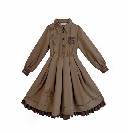 British College Retro Brown Dress WIT0011